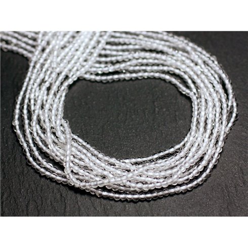 Fil 39cm 225pc env - Perles de Pierre - Cristal Quartz Boules 2mm