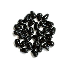 Hilo 39cm 32pc aprox - Cuentas de piedra - Gotas de ónix negro 12x8mm 