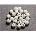 100pc - Perles Ceramique Porcelaine Boules 8mm Blanc