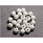 100pc - Perles Céramique Porcelaine Rondes 8mm Blanc irisé 