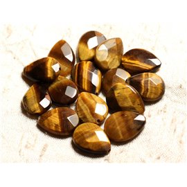 Thread 39cm 22pc approx - Stone Beads - Tiger Eye Faceted Drops 18x13mm 