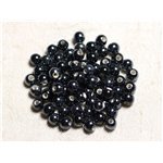 100pc - Perles Ceramique Porcelaine Boules 6mm Noir bleu nuit irisé