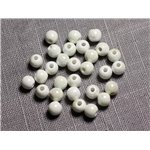 100pc - Perles Céramique Porcelaine Boules 6mm Blanc