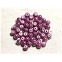 100pc - Perles Céramique Porcelaine Rondes 6mm Violet Rose irisé 