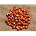 100pc - Perles Céramique Porcelaine Rondes 6mm Rouge Orange Marron 