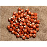 100pc - Perles Céramique Porcelaine Boules 6mm Rouge Orange Marron 