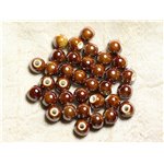 100pc - Perles Ceramique Porcelaine Boules 8mm Marron Noisette Chocolat