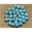 100pc - Perles Ceramique Porcelaine Boules 8mm Bleu Turquoise 