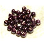 100pc - Perles Céramique Porcelaine irisées Rondes 8mm Violet 
