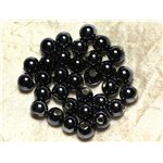 100pc - Perles Porcelaine Céramique Boules 8mm Noir bleu nuit irisé