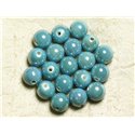 100pc - Perles Céramique Porcelaine Rondes irisées 12mm Bleu Turquoise 