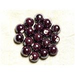 100pc - Perles Céramique Porcelaine Rondes irisées 12mm Violet 