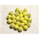 100pc - Perles Ceramique Porcelaine Boules 10mm Jaune Citron