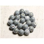 100pc - Perles Ceramique Porcelaine Boules 10mm Gris clair perle pastel