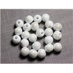100pc - Perles Céramique Porcelaine Boules 10mm Blanc irisé 