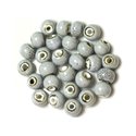 100pc - Perles Ceramique Porcelaine Boules 10mm Bleu clair tacheté noir