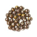 100pc - Perles Céramique Porcelaine Rondes 10mm Marron Jaune Métallisé 
