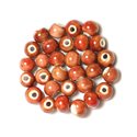 100pc - Perles Ceramique Porcelaine Boules 10mm Rouge Marron Brique tacheté