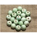 100pc - Perles Ceramique Porcelaine Boules 10mm Vert Turquoise Menthe Pastel