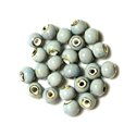 100pc - Perles Céramique Porcelaine Rondes 10mm Bleu clair 