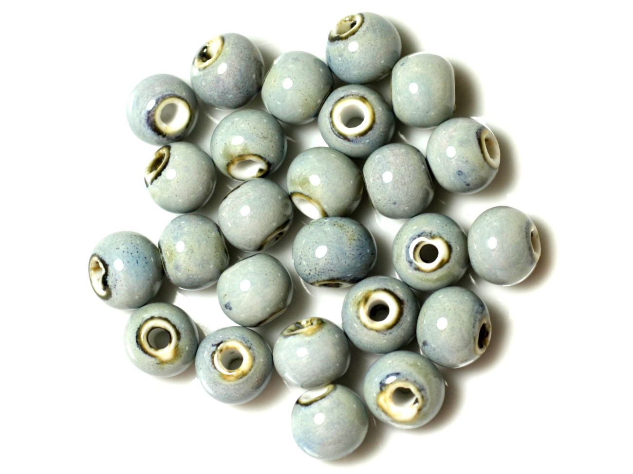 100pc - Perles Céramique Porcelaine Rondes 10mm Bleu clair 