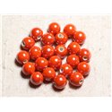100pc - Perles Céramique Porcelaine Rondes irisées 10mm Orange 