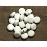 100pc - Perles Céramique Porcelaine Palets 14mm Blanc 