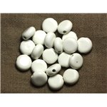 50pc - Perles Porcelaine Céramique Ronds Palets 15mm Blanc