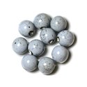 50pc - Perles Céramique Porcelaine Rondes 20mm Bleu clair Noir 