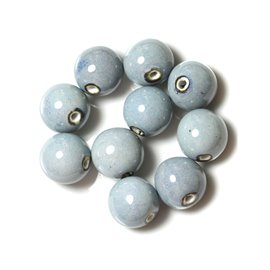 50pc - Perles Céramique Porcelaine Boules 18mm Bleu clair ciel