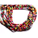 Fil 39cm 170pc env - Perles de Pierre Turquoise Synthèse Rondelles 4x2mm Multicolore