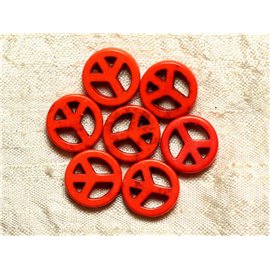 Hilo 39cm aprox 25pc - Cuentas de piedra turquesa sintética Paz y amor 15 mm Naranja 