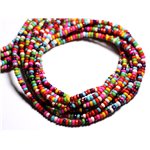 Fil 39cm 158pc env - Perles de Pierre Turquoise Synthèse Rondelles Facettées 4x2mm Multicolore 