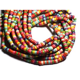 Thread 39cm 135pc approx - Synthetic Turquoise Stone Beads Heishi Rondelles 6x3mm Multicolor 