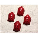 Fil 39cm 13pc env - Perles de Pierre Turquoise Synthèse Bouddha 29mm Rouge 