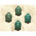 Fil 39cm 13pc env - Perles de Pierre Turquoise Synthèse Bouddha 29mm Bleu Turquoise 