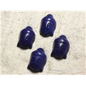 Fil 39cm 13pc env - Perles de Pierre Turquoise Synthèse Bouddha 29mm Bleu nuit 