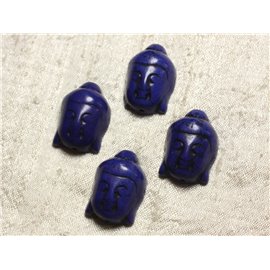 Filo 39 cm 13 pz circa - Perline di pietra turchese sintetico Buddha 29 mm Blu notte 