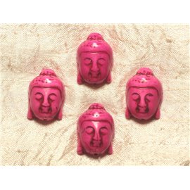Thread 39cm 13pc approx - Synthetic Turquoise Stone Beads Buddha 29mm Neon Pink 
