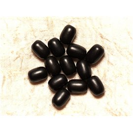 Rijg ongeveer 39cm 26st - Synthetische Turquoise stenen kralen 14 mm vaten zwart 