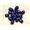 Fil 39cm 26pc env - Perles de Pierre Turquoise Synthèse Tonneaux 14mm Bleu nuit 