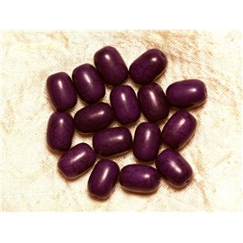 Hilo 39cm 26pc aprox - Cuentas de Piedra Turquesa Sintética 14mm Barriles Morado 