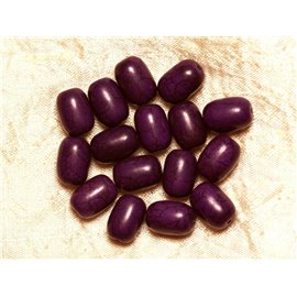 Thread 39cm 26pc approx - Synthetic Turquoise Stone Beads 14mm Barrels Purple 