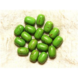 Filo 39 cm 26 pz circa - Perline sintetiche in pietra turchese 14 mm Barili verdi 