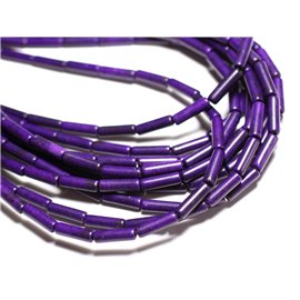 Filo 39 cm 29 pz circa - Tubi di perle di pietra turchese sintetica 13x4 mm viola 