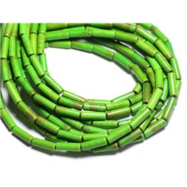 Gewinde ca. 39 cm 29 Stück - Synthetische türkisfarbene Steinperlenrohre 13 x 4 mm grün 