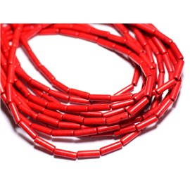 Hilo 39cm 29pc aprox - Cuentas de piedra turquesa sintética Tubos 13x4mm Rojo 