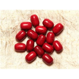 Filo 39 cm 26 pz circa - Perline sintetiche in pietra turchese 14 mm Barili rossi 