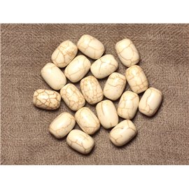 Filo 39 cm 26 pz circa - Perline sintetiche in pietra turchese 14 mm Barili bianco crema 
