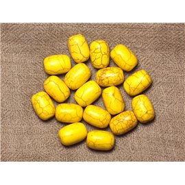 Filo 39 cm 26 pz circa - Perline sintetiche in pietra turchese 14 mm barili gialli 